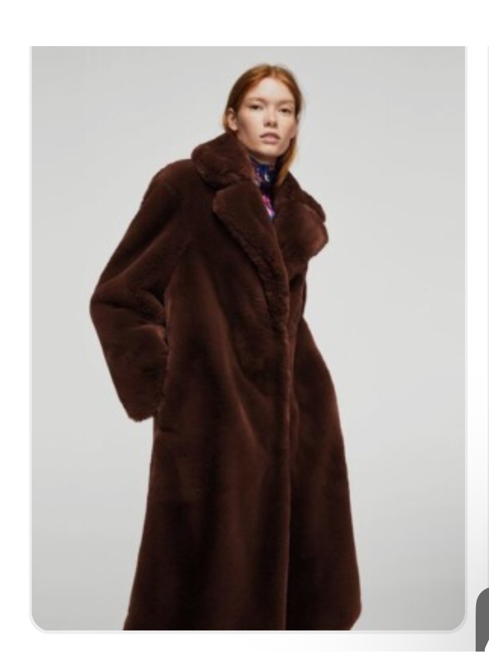 Mango Plush Faux Fur Long Brown Coat